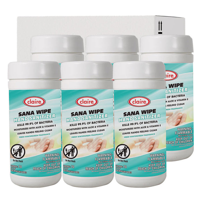 Sana Wipe, 8 x 6, Fresh Wintergreen Scent, White, 6/Carton
