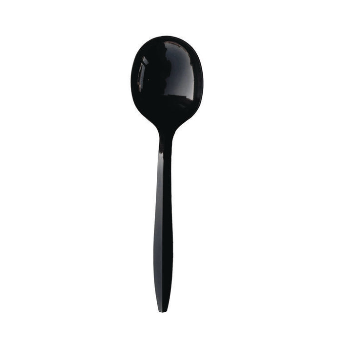 Mediumweight Polypropylene Cutlery, Soup Spoon, Plastic, Black, 1,000/Carton