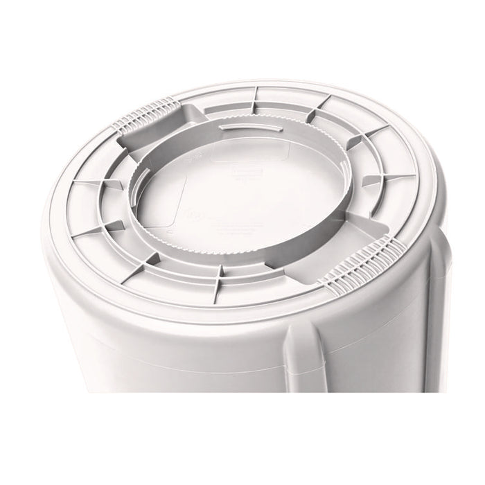 Vented Round Brute Container, 20 gal, Plastic, White