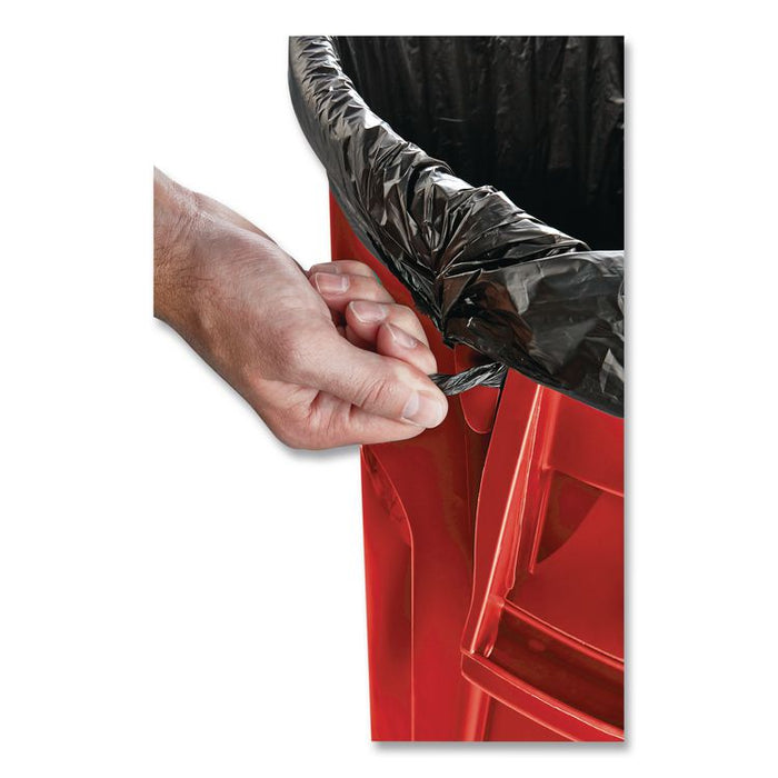 Vented Round Brute Container, 10 gal, Plastic, Red, 6/Carton