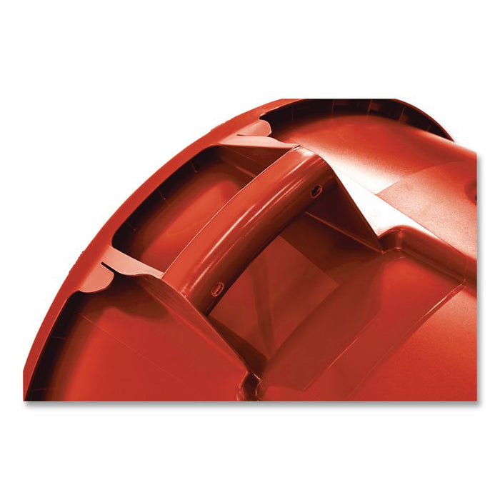 Vented Round Brute Container, 10 gal, Plastic, Red, 6/Carton