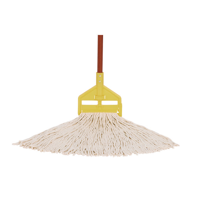 Non-Launderable Economy Cut-End Rayon Mop Head, 24 oz, 1" Band, White, 12/Carton