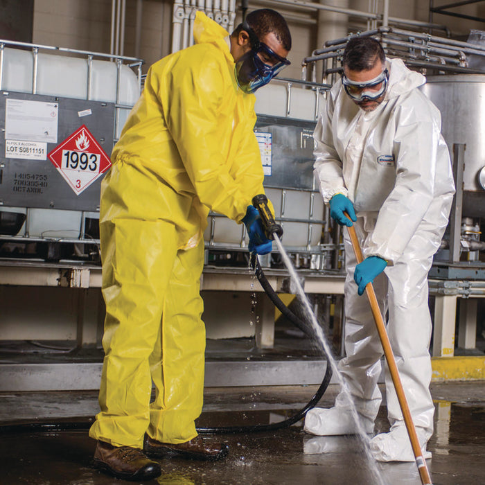 A70 Chemical Spray Protection Coveralls, Elastic Wrists, Ankles, Hood, 2X-Large, Yellow, 12/Carton