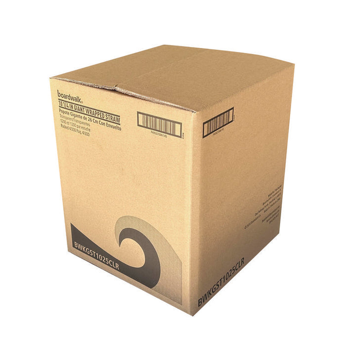 Wrapped Giant Straws, 10.25", Polypropylene, Red, 300/Pack, 4 Packs/Carton