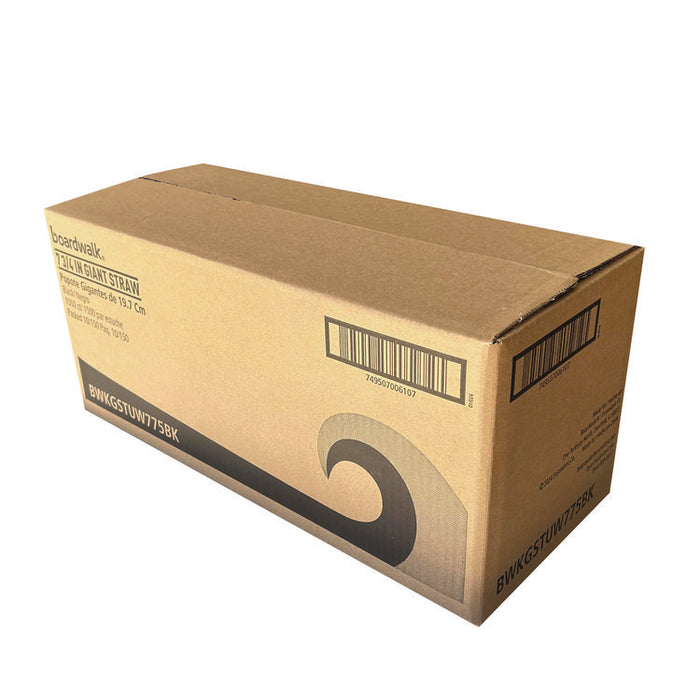 Giant Straws, 7.75", Polypropylene, Black, 150/Pack, 10 Packs/Carton