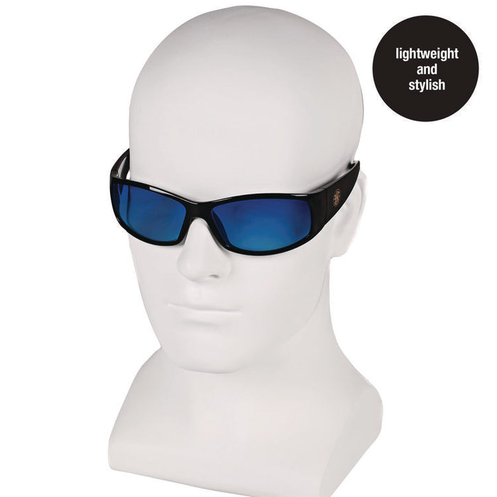 Elite Safety Glasses 3016314, Black Full Frame, Mirrored Blue Dual Lens, 12/Carton