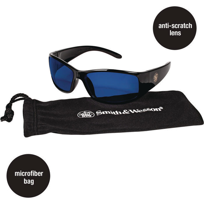 Elite Safety Glasses 3016314, Black Full Frame, Mirrored Blue Dual Lens, 12/Carton