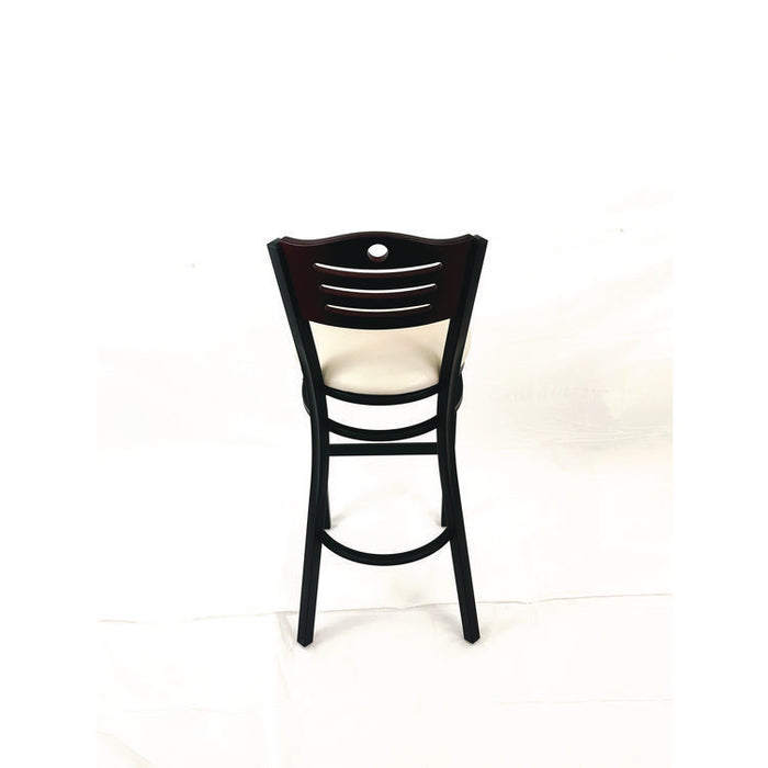 Eagle Series Barstool, Supports Up to 300 lb, 28.5" Seat Height, Cream Seat, Dark Mahogany Back, Black Base
