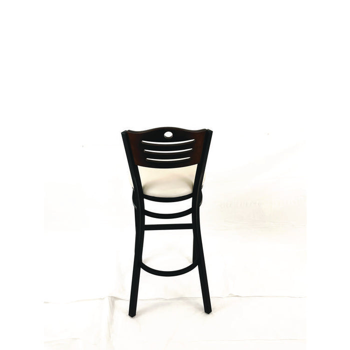 Eagle Series Barstool, Supports Up to 300 lb, 28.5" Seat Height, Cream Seat, Dark Walnut Back, Black Base