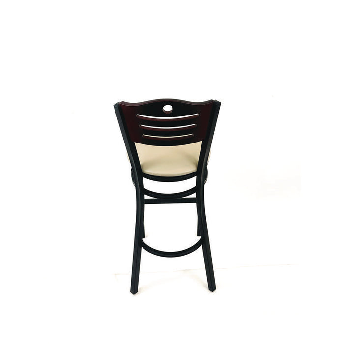 Eagle Series Barstool, Supports Up to 300 lb, 28.5" Seat Height, Taupe Seat, Dark Mahogany Back, Black Base