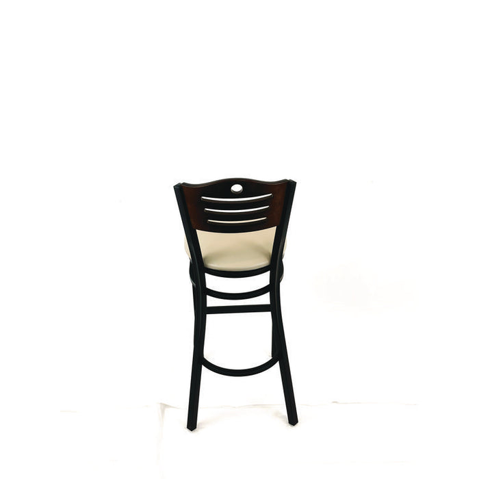 Eagle Series Barstool, Supports Up to 300 lb, 28.5" Seat Height, Taupe Seat, Dark Walnut Back, Black Base