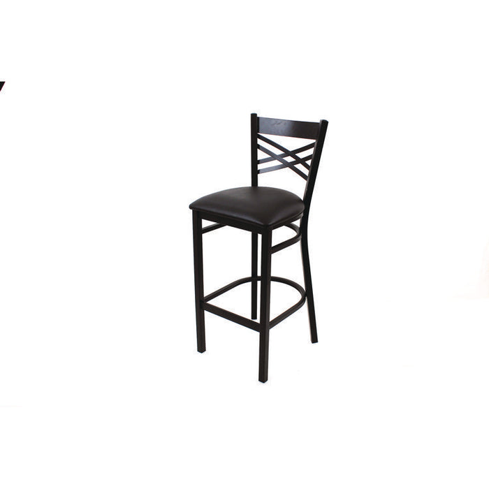 X Series Barstool, Supports Up to 300 lb, 29.5" Seat Height, Black Seat, Black Back, Black Base
