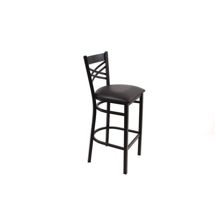X Series Barstool, Supports Up to 300 lb, 29.5" Seat Height, Black Seat, Black Back, Black Base