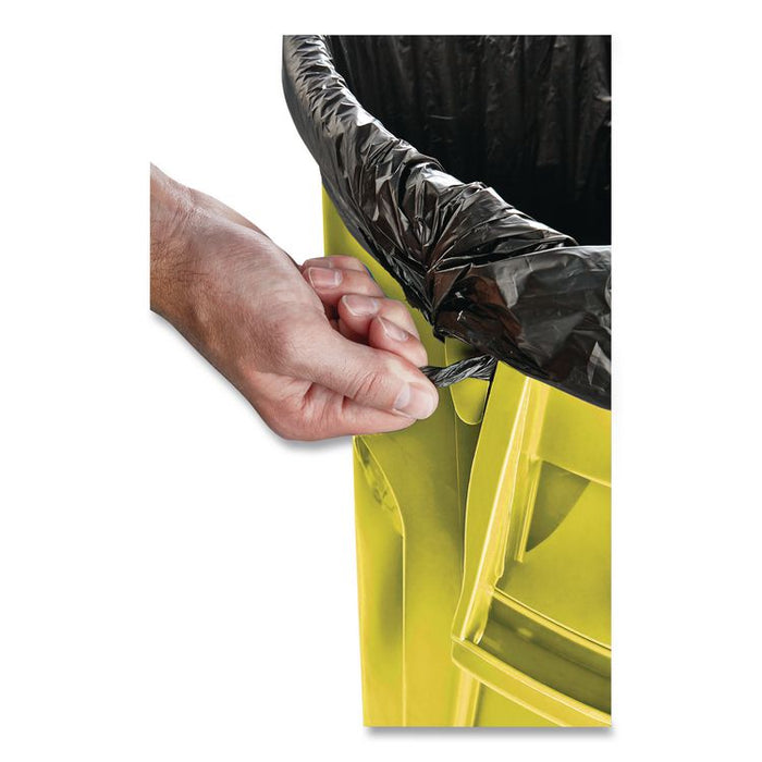 Vented Round Brute Container, 20 gal, Plastic, Yellow