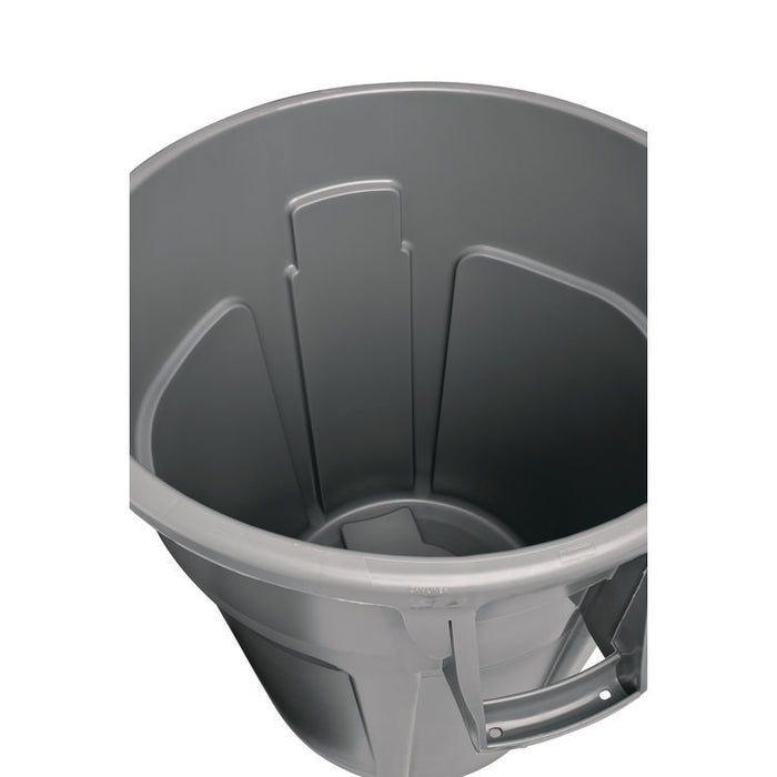 Vented Round Brute Container, 44 gal., Plastic, Gray