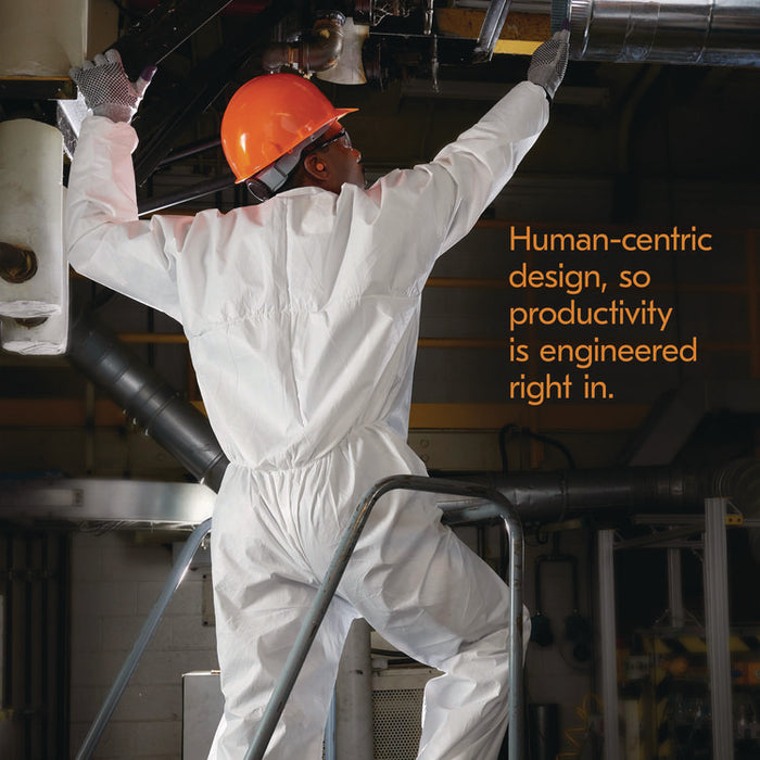 A20 Breathable Particle Protection Coveralls, Zip Front, Elastic Back, Wrists, Ankles, Large, White, 24/Carton