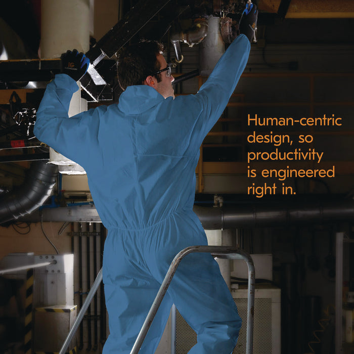 A20 Breathable Particle Protection Coveralls, Zip Front, Hood, Elastic Back, Wrists, Ankles, 2X-Large, Blue, 24/Carton