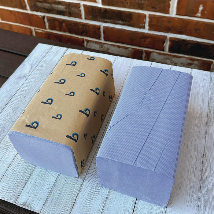 Windshield Paper Towels, 9.05 x 10, Blue, 250/Pack, 9 Packs/Carton