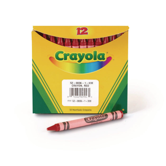 Bulk Crayons, Regular Size, 0.31" x 3.63", Red, 12/Box