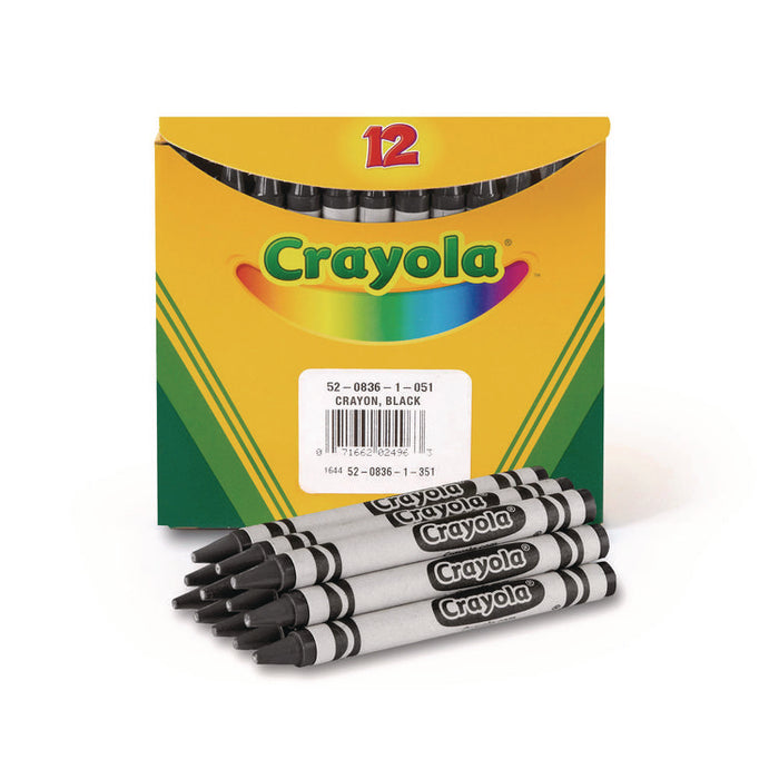Bulk Crayons, Regular Size, 0.31" x 3.63", Black, 12/Box
