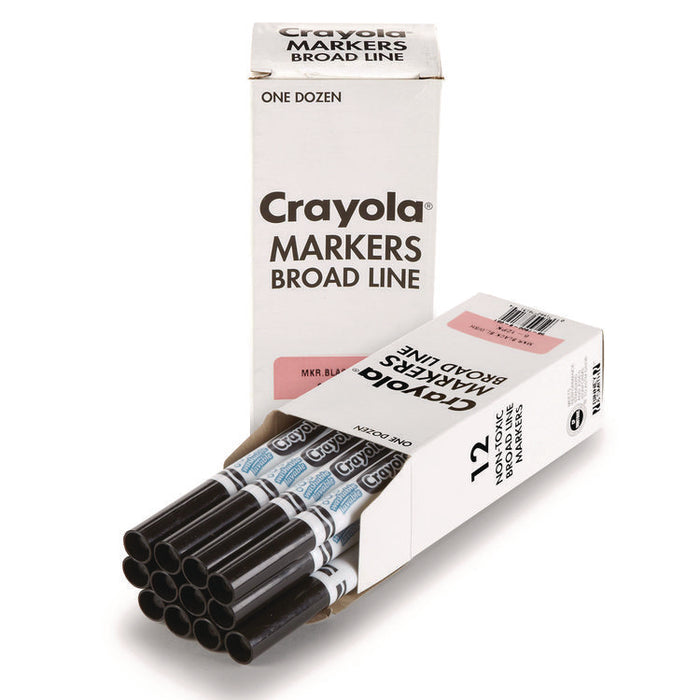 Broad Line Washable Markers, Broad Bullet Tip, Black, 12/Box