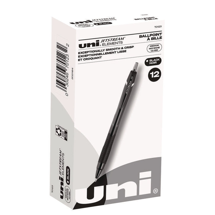 Jetstream Elements Hybrid Gel Pen, Retractable, Medium 1 mm, Black Ink, Translucent Black/Black Barrel, Dozen
