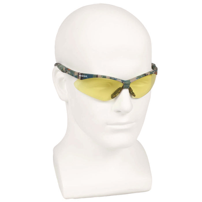 Nemesis Safety Glasses, Camouflage Half Frame, Yellow Dual Lens, 12/Carton