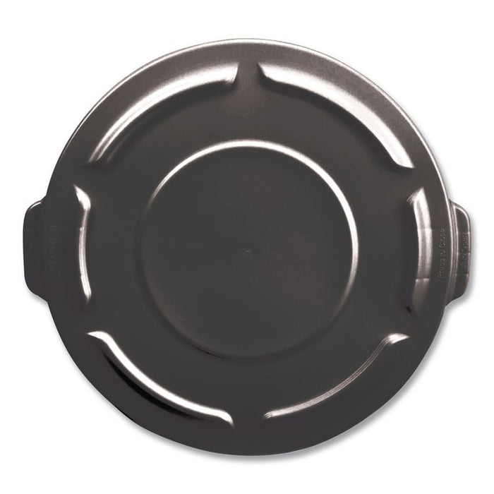 BRUTE Self-Draining Flat Top Lids for 32 gal Round BRUTE Containers, 22.25" Diameter, Black