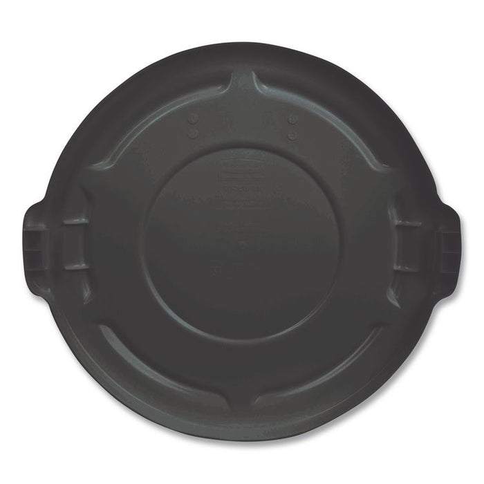 BRUTE Self-Draining Flat Top Lids for 32 gal Round BRUTE Containers, 22.25" dia x 1.63"h, Black
