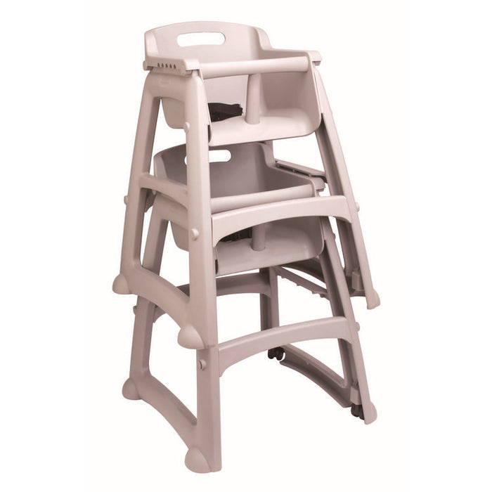 Sturdy Chair Mobile Youth Seat with Casters, Fully Assembled, Four 2" Dual-Wheel Casters, Platinum