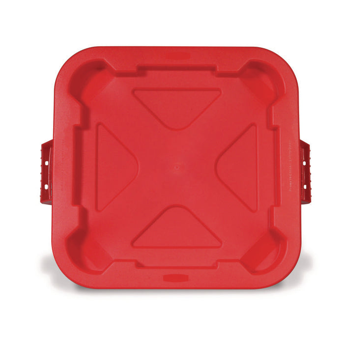 Square BRUTE Lid, 21.88w x 21.88d x 2.13h, Red, 6/Carton