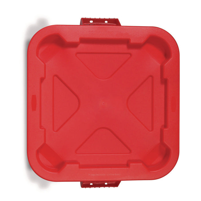 Square BRUTE Lid, 21.88w x 21.88d x 2.13h, Red, 6/Carton