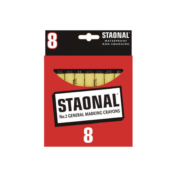 Staonal Marking Crayons, 0.56" x 5", Black, 8/Box