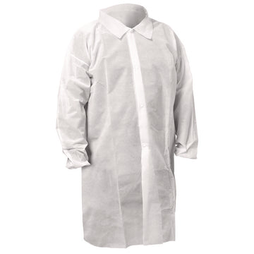 KGA10 Standard Weight Lab Coat for Non-Hazardous Particulate Protection, 3X-Large, White, 50/Carton