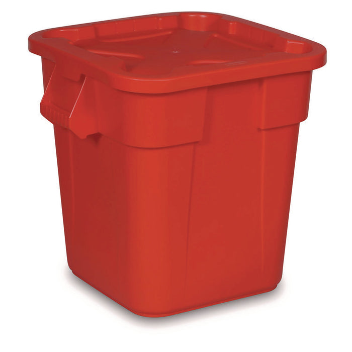Square BRUTE Lid, 21.88w x 21.88d x 2.13h, Red, 6/Carton