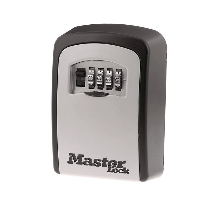 Locking Combination 5-Key Steel Box, 3.25" Wide, Black/Silver