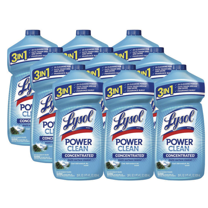 Power Clean Concentrated Multi-Surface Cleaner, Cool Adirondack Scent, 28 oz Pour Bottle, 9/Carton