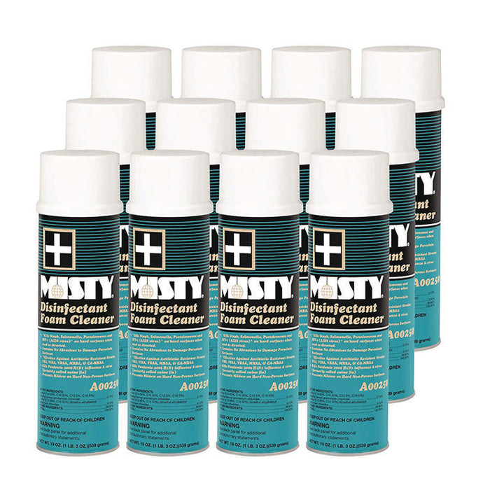 Disinfectant Foam Cleaner, Fresh Scent, 19 oz Aerosol Spray, 12/Carton