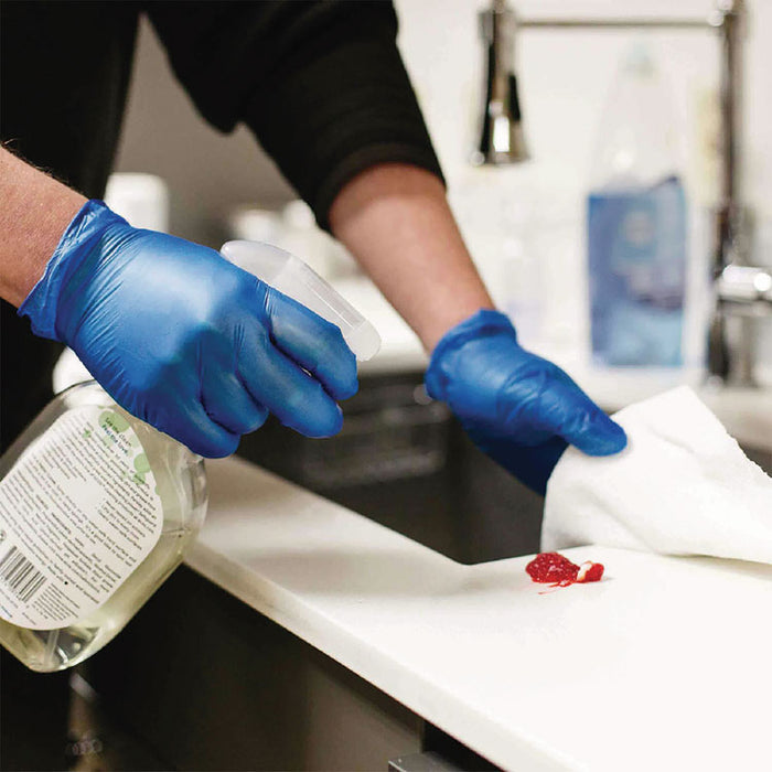 Industrial Vinyl Gloves, Powder-Free, Medium, 3 mil Thick, 9.5" Long, Blue, 100/Box, 10 Boxes/Carton