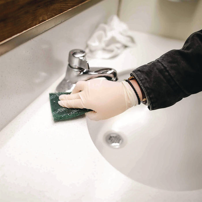 Extra Thick Latex Disposable Gloves, Powder-Free, Large, 6 mil Thick, 9.5" Long, Ivory, 100/Box, 10 Boxes/Carton