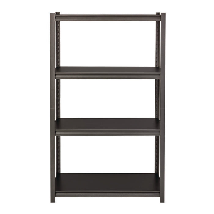 Steel Shelving Unit with Laminate Shelves, Four-Shelf, 36w x 18d x 60h, Steel, Black/Gun Metal Gray
