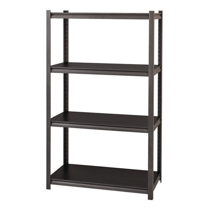 Steel Shelving Unit with Laminate Shelves, Four-Shelf, 36w x 18d x 60h, Steel, Black/Gun Metal Gray