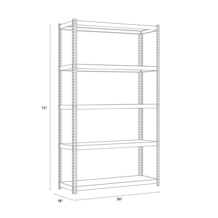 Steel Shelving Unit with Particleboard Shelves, Five-Shelf, 36w x 18d x 72h, Steel, Black