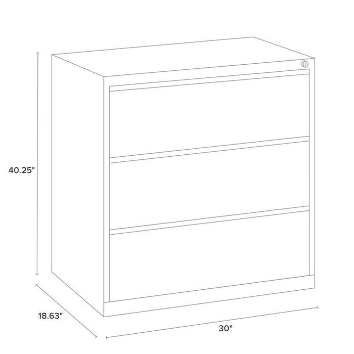 Lateral File, 3 Legal/Letter-Size File Drawers, Light Gray, 30" x 18.62" x 40.25"