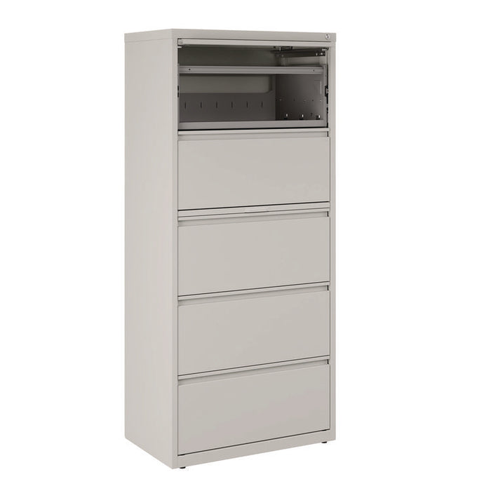 Lateral File, 5 Legal/Letter-Size File Drawers, Light Gray, 30" x 18.62" x 67.62"