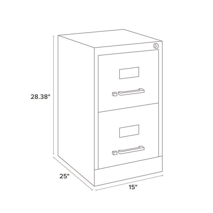 Two-Drawer Economy Vertical File, 2 Letter-Size File Drawers, Light Gray, 15" x 25" x 28.38"