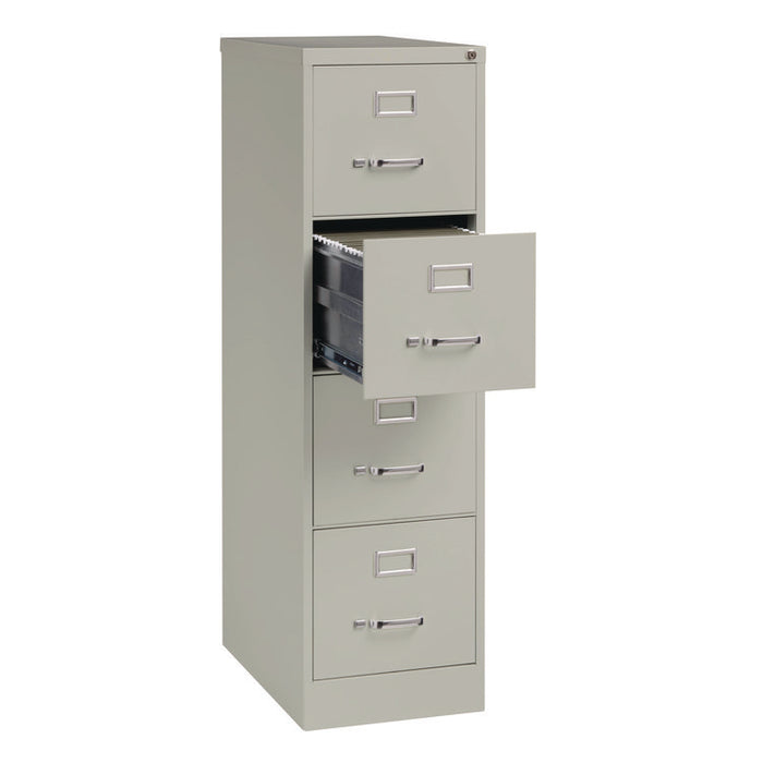 Economy Vertical File, 4 Letter-Size File Drawers, Light Gray, 15" x 25" x 52"