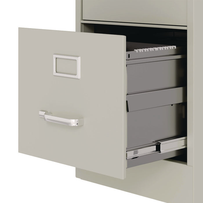 Economy Vertical File, 4 Letter-Size File Drawers, Light Gray, 15" x 25" x 52"