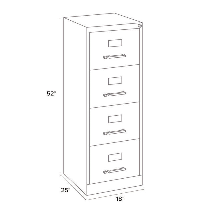 Economy Vertical File, 4 Legal-Size File Drawers, Light Gray, 18" x 25" x 52"