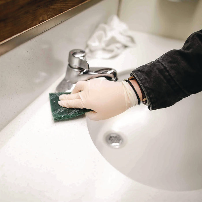 Extra Thick Latex Disposable Gloves, Powder-Free, Medium, 6 mil Thick, 9.5" Long, Ivory, 100/Box, 10 Boxes/Carton